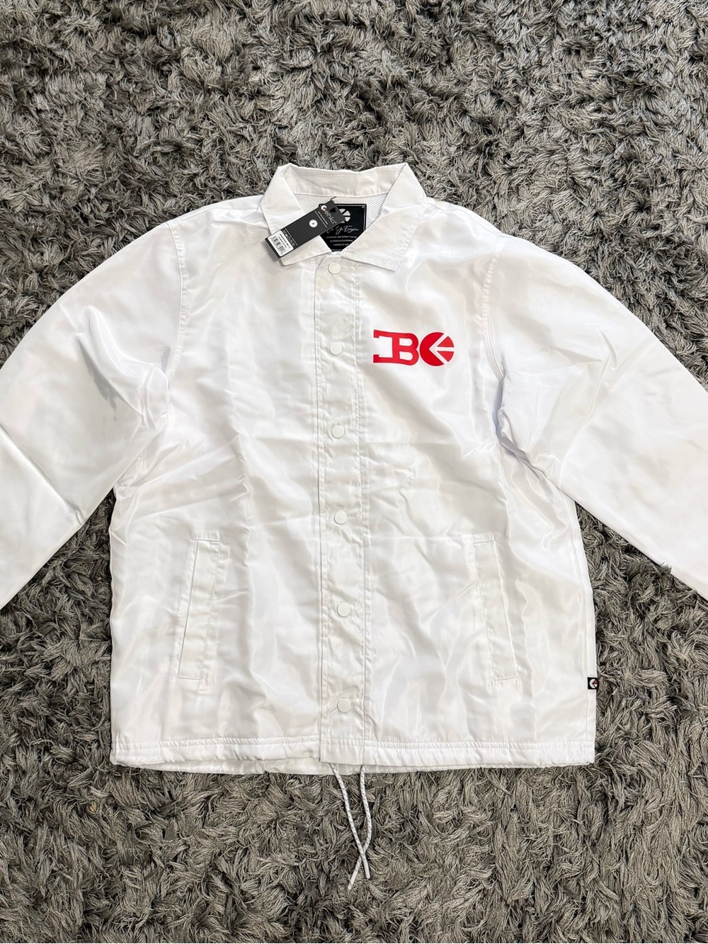 ethika White Lightweight Coach Jacket with Red Logo